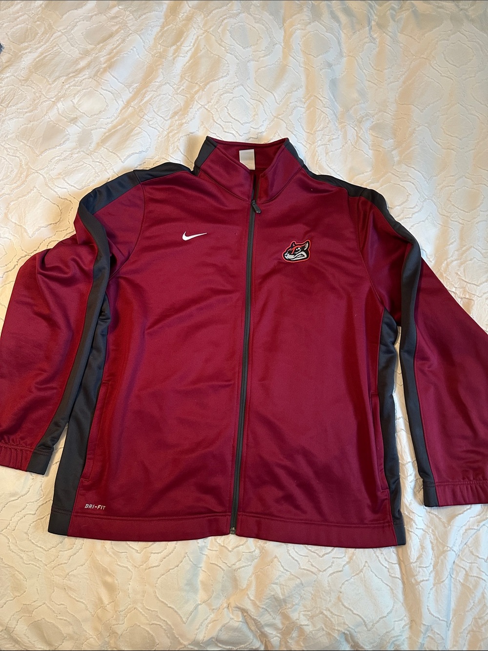 Nike Maroon Full-Zip Athletic Jacket with Gray Accents Richmond Flying Squirrels